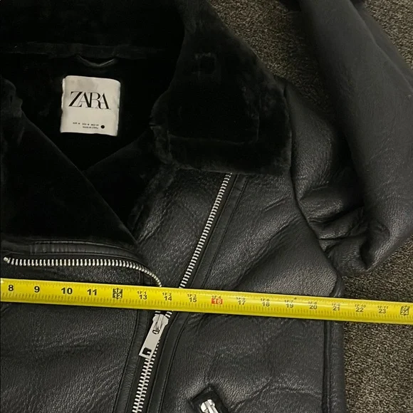 ZARA DOUBLE-FACED JACKET Moto Style Front zip pockets. metal buckles. - Picture 15 of 16